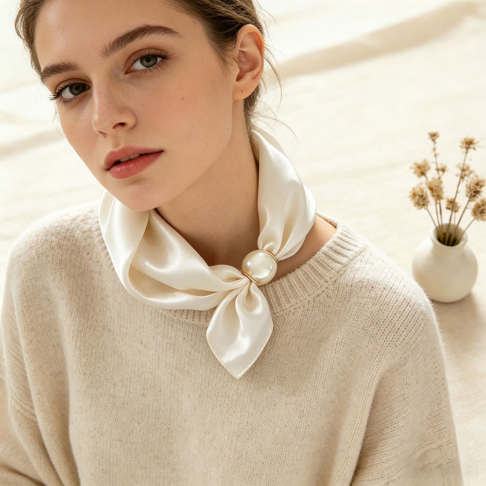 Luxury Skincare Headband - Шелковый шарф-цепочка с магнитной застежкой, тонкий